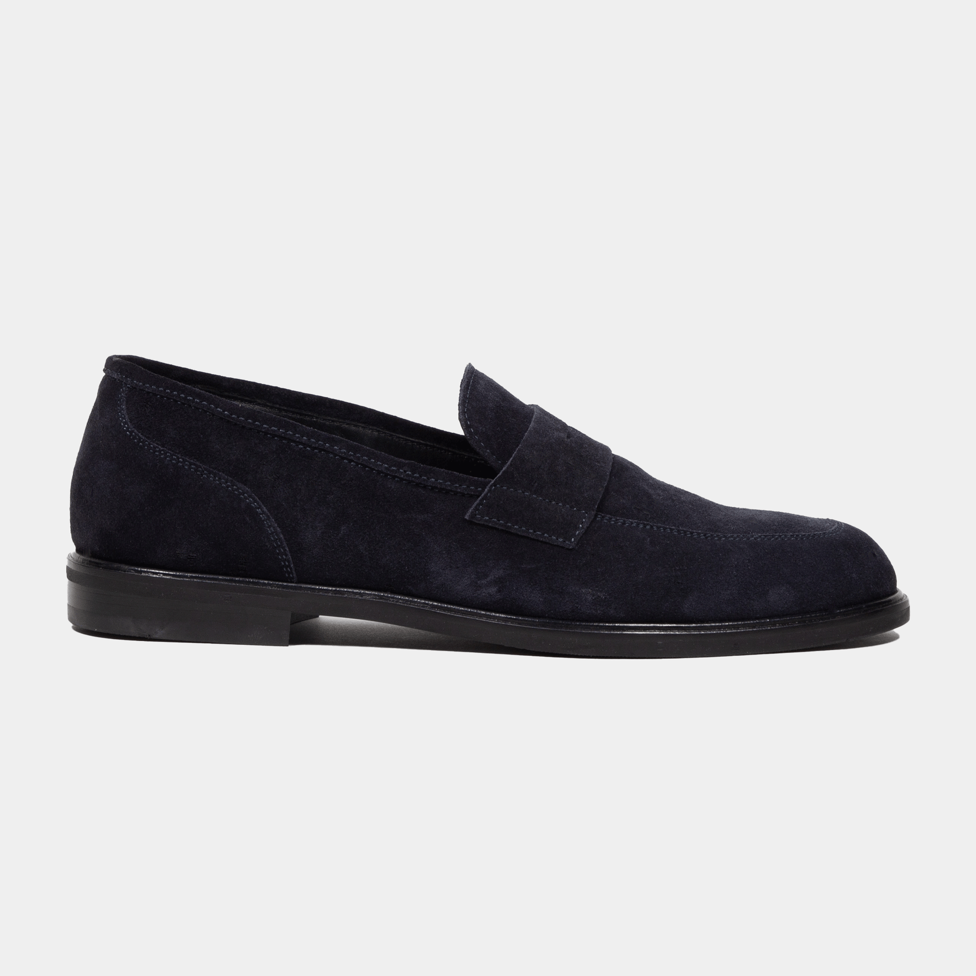 Antonio Maurizi Penny Loafer Velours Leder Gummisohle Navy - Schuhe