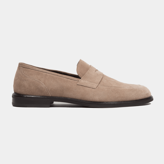 Antonio Maurizi Penny Loafer Velours Leder Gummisohle Beige - Schuhe