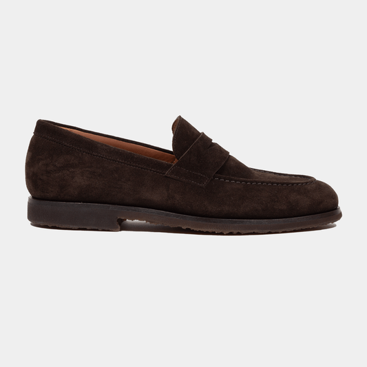 Antonio Maurizi Penny Loafer Velours Leder Latexsohle Café - Schuhe