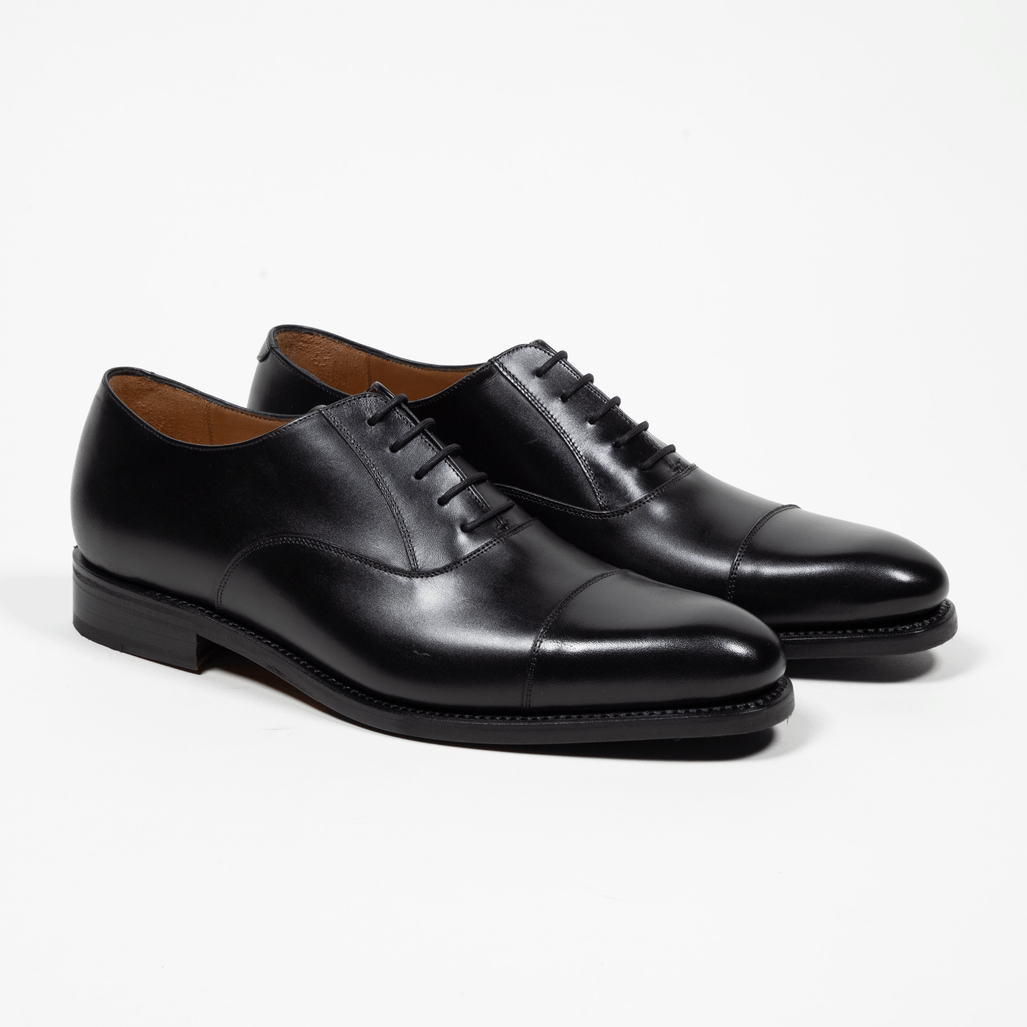 Oxford Schuhe Leder Cap Toe - Schwarz - Made in Spain