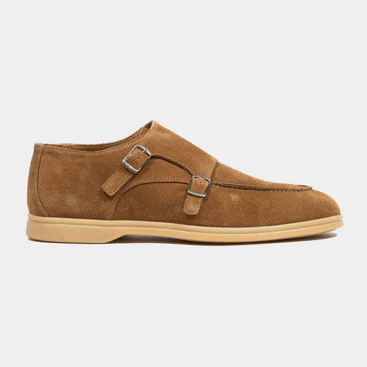 Double Monk Velours Leder Beige