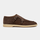 Double Monk Velours Leder Café