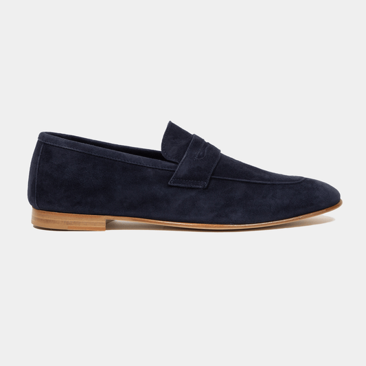 Penny Loafer Velours Leder Valencia Navy - Schuhe