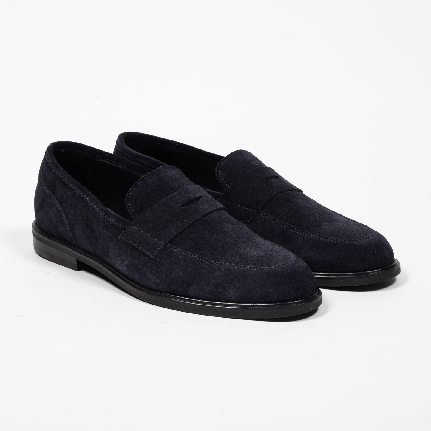 Antonio Maurizi Penny Loafer Velours Leder Gummisohle Navy - Schuhe