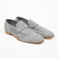 Penny Loafer Velours Leder Valencia Light Grey - Schuhe
