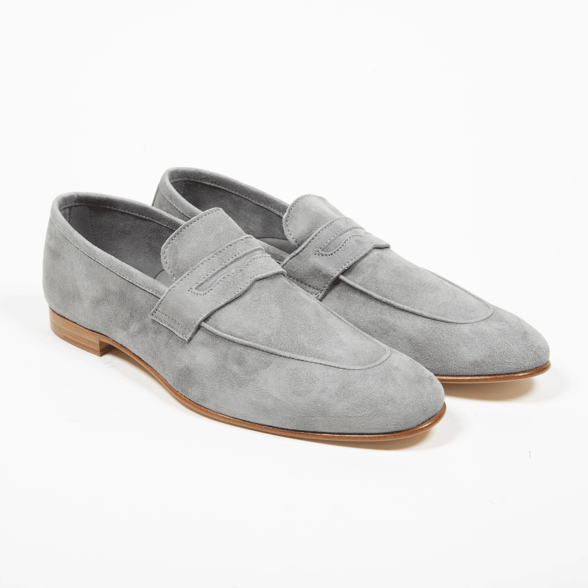 Penny Loafer Velours Leder Valencia Light Grey - Schuhe