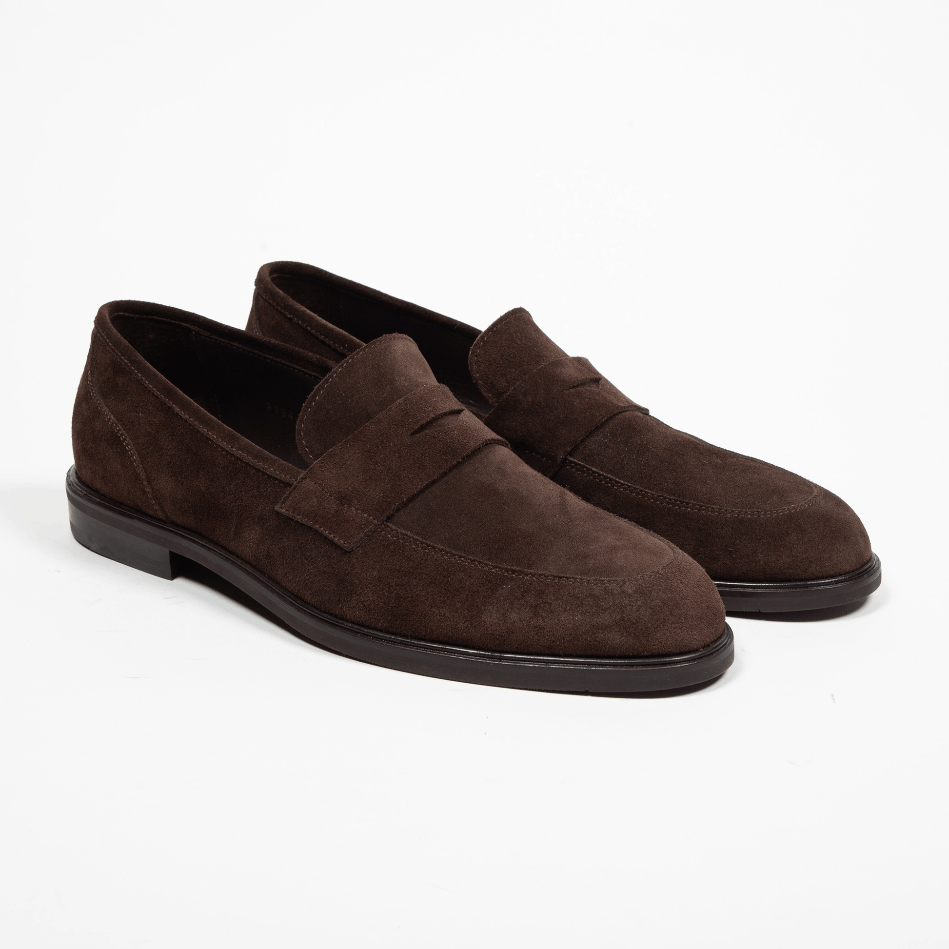 Antonio Maurizi Penny Loafer Velours Leder Gummisohle Café - Schuhe