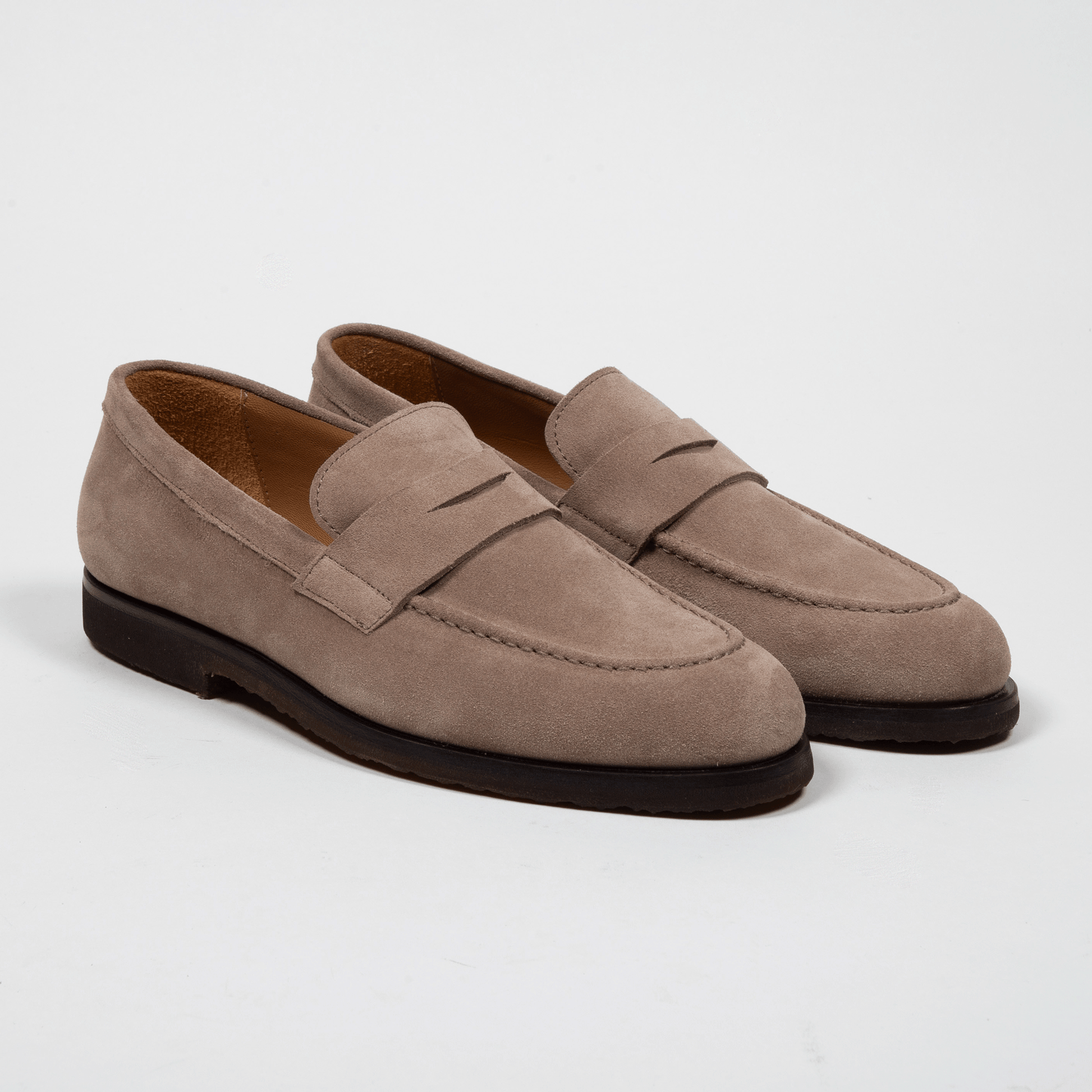 Antonio Maurizi Penny Loafer Velours Leder Latexsohle Beige - Schuhe
