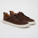 Suitery Sneaker Sleeve Velours Leder Café