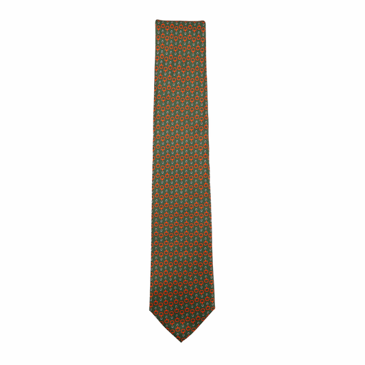 Krawatte Seide Print Chain Made in Italy Dark Orange