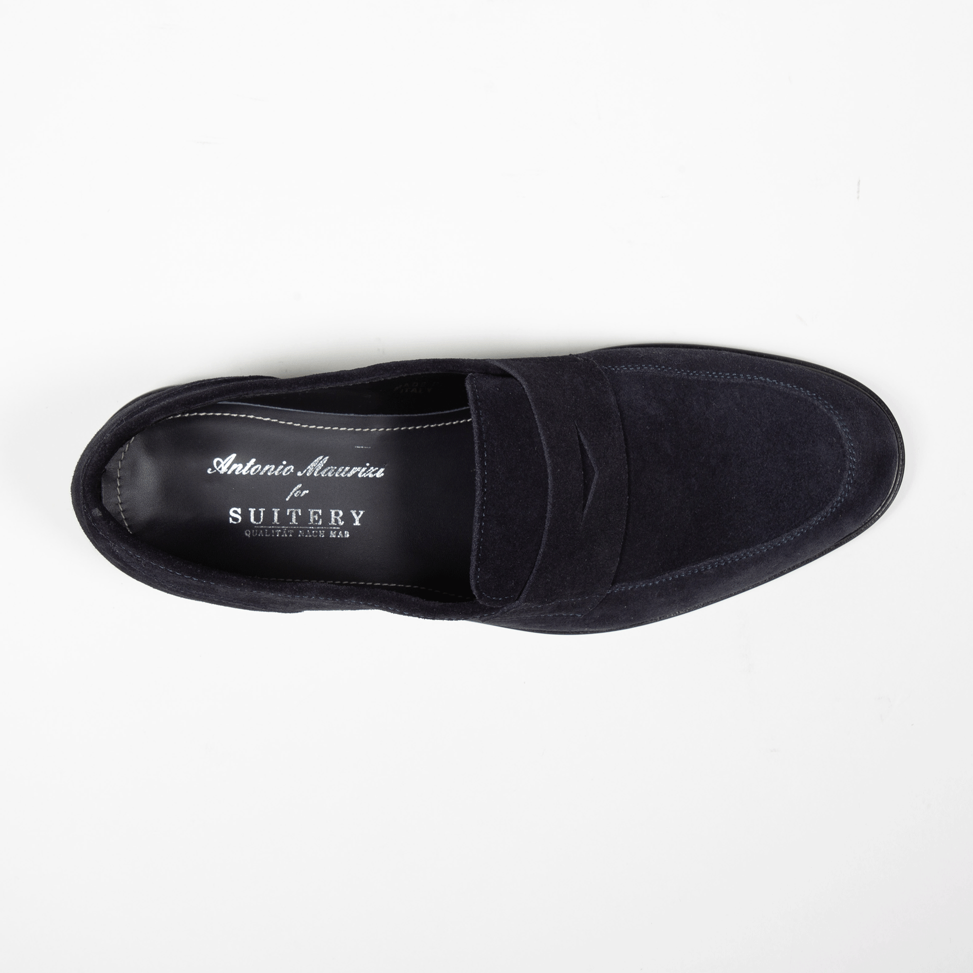Antonio Maurizi Penny Loafer Velours Leder Gummisohle Navy - Schuhe