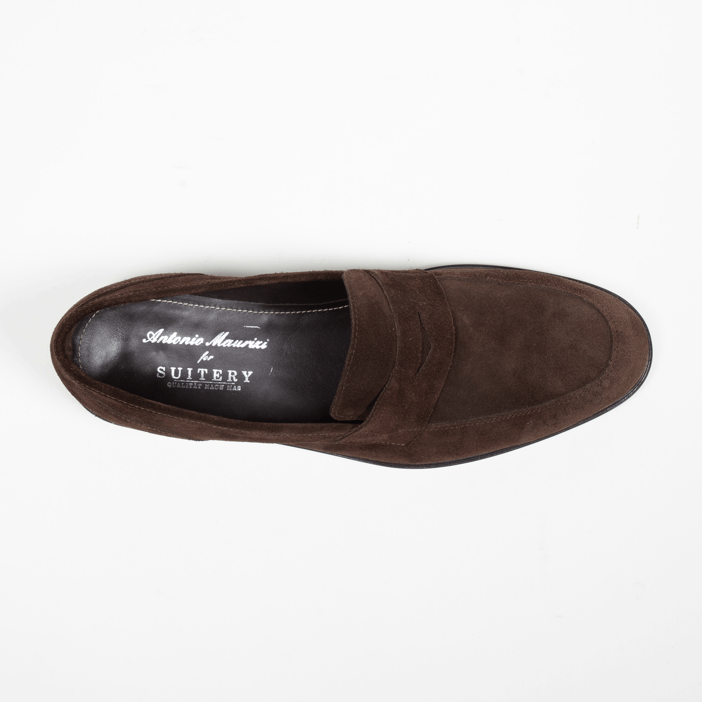 Antonio Maurizi Penny Loafer Velours Leder Gummisohle Café - Schuhe