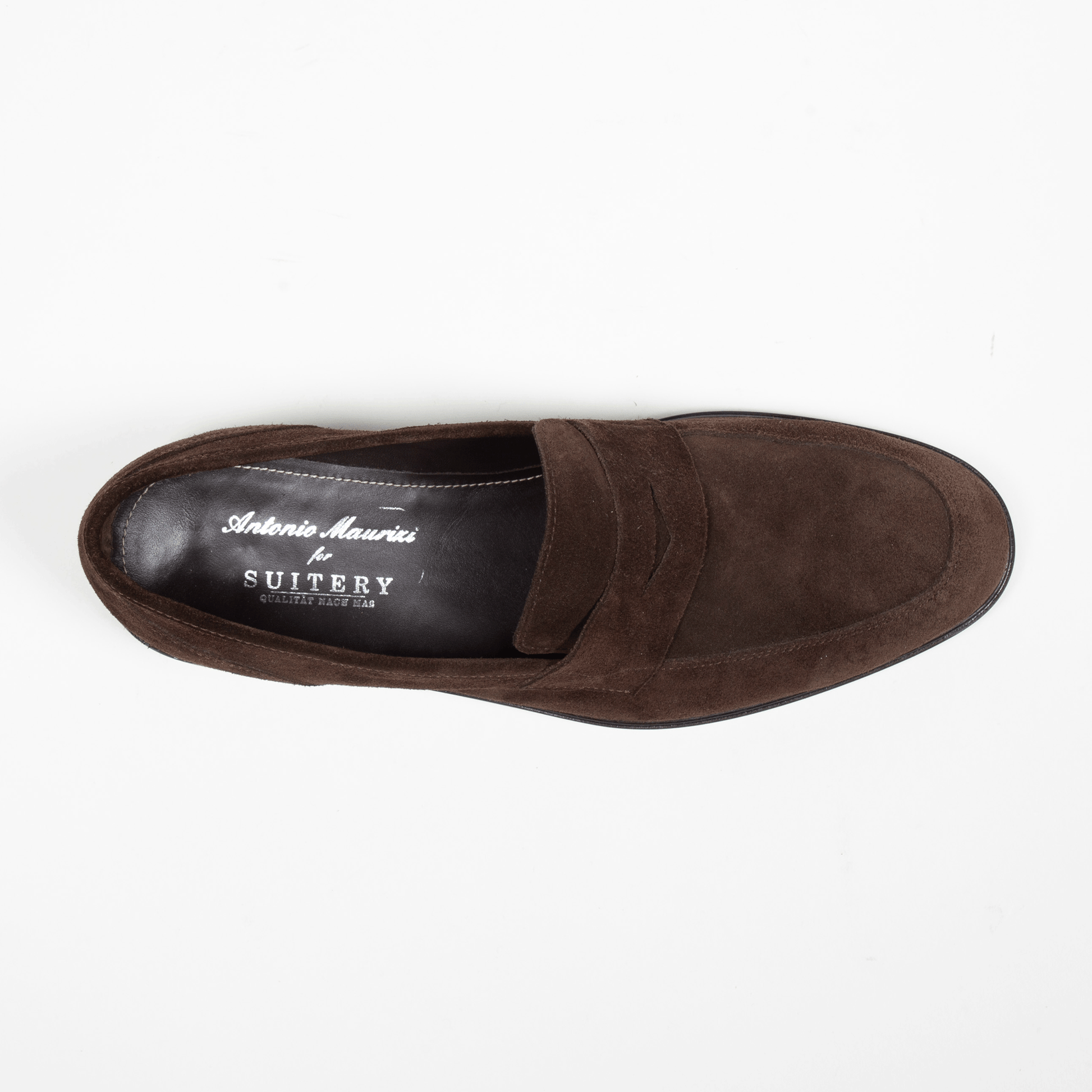 Antonio Maurizi Penny Loafer Velours Leder Gummisohle Café - Schuhe