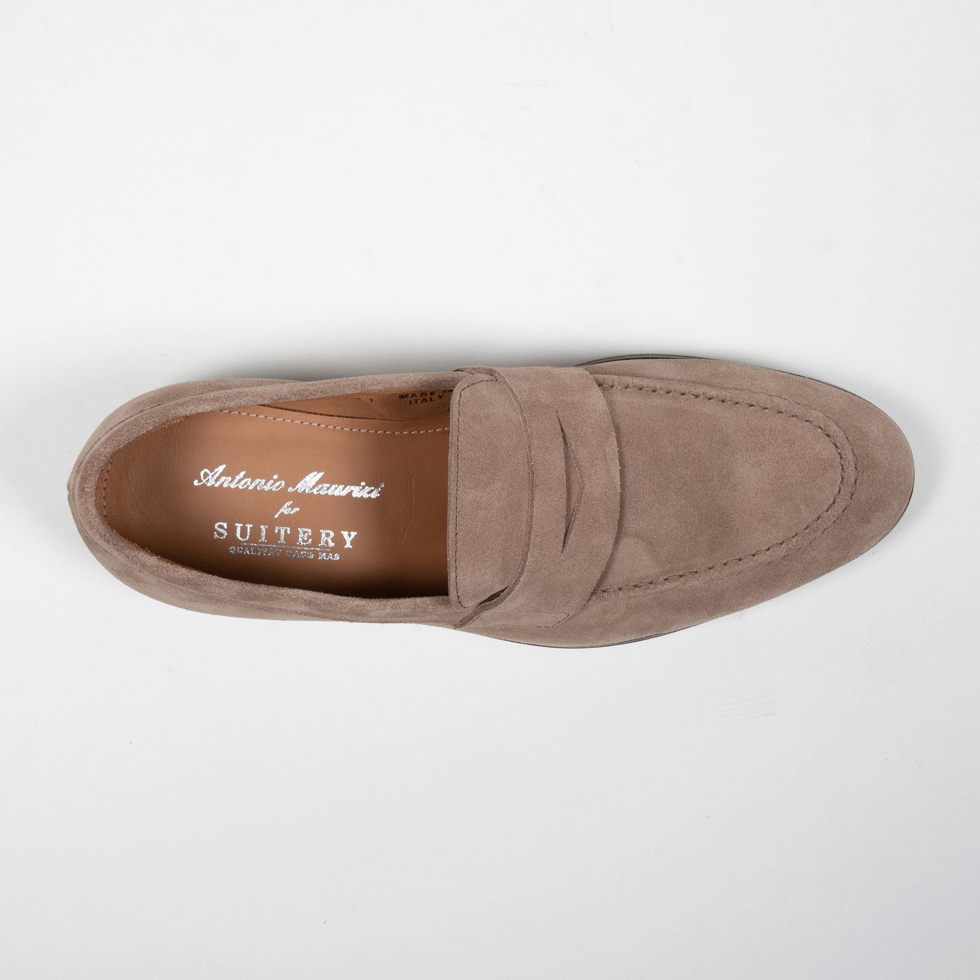 Antonio Maurizi Penny Loafer Velours Leder Latexsohle Beige - Schuhe