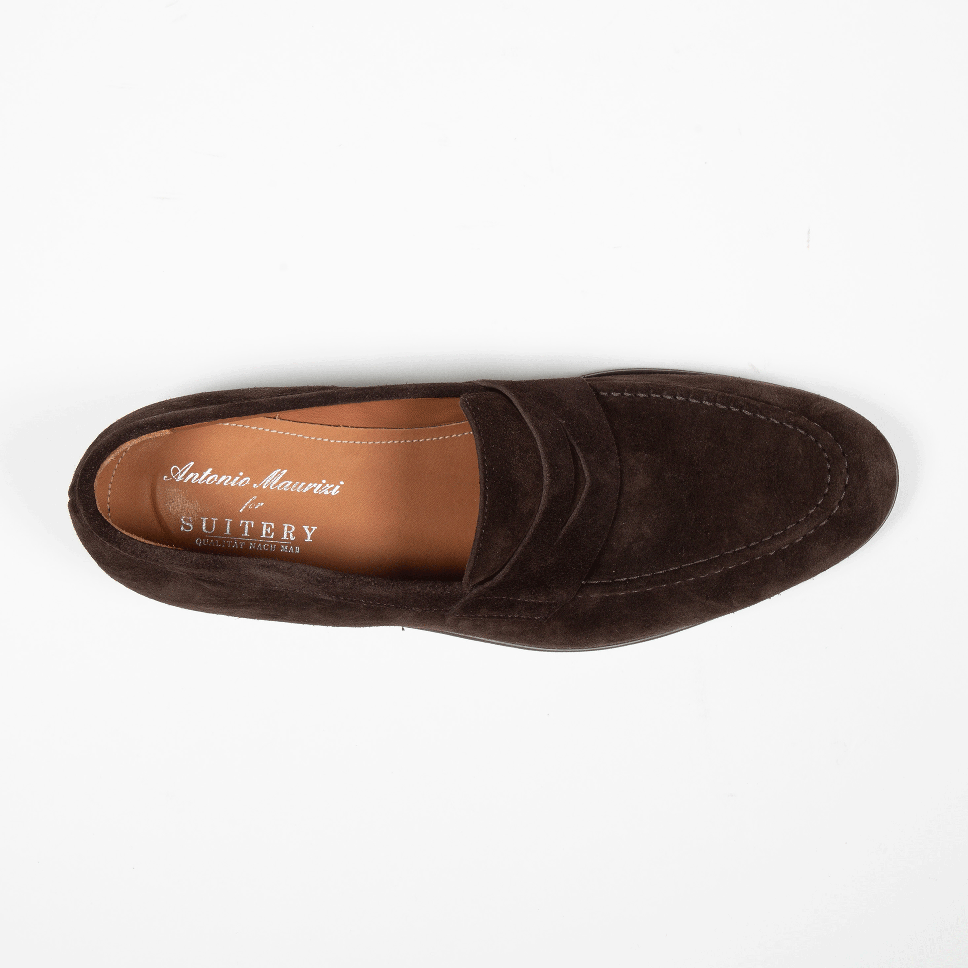 Antonio Maurizi Penny Loafer Velours Leder Latexsohle Café - Schuhe