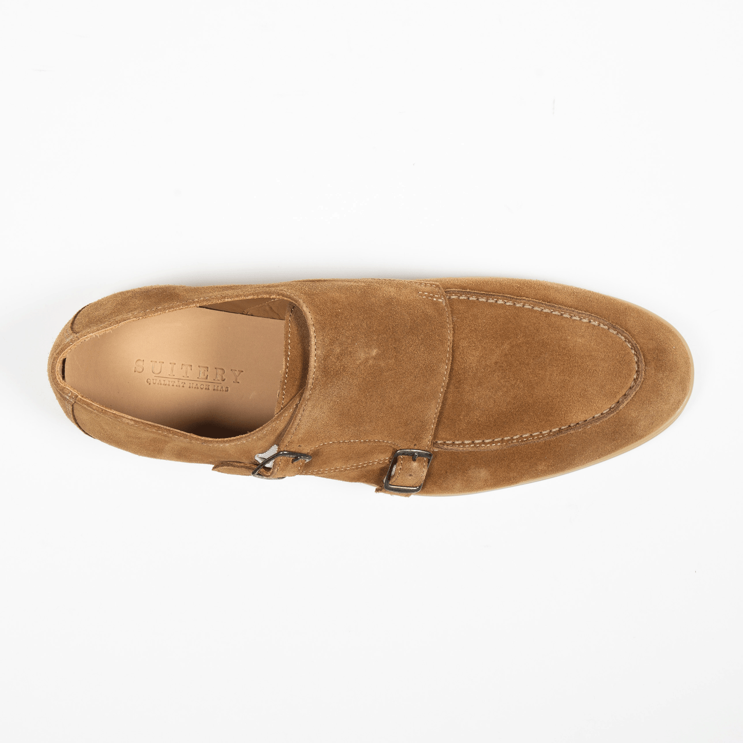 Double Monk Velours Leder Beige