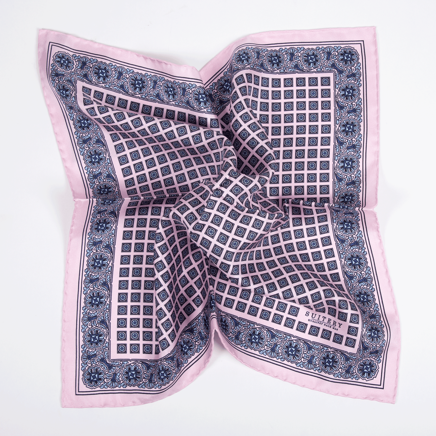 Einstecktuch Seide Monogram Pink Made in England