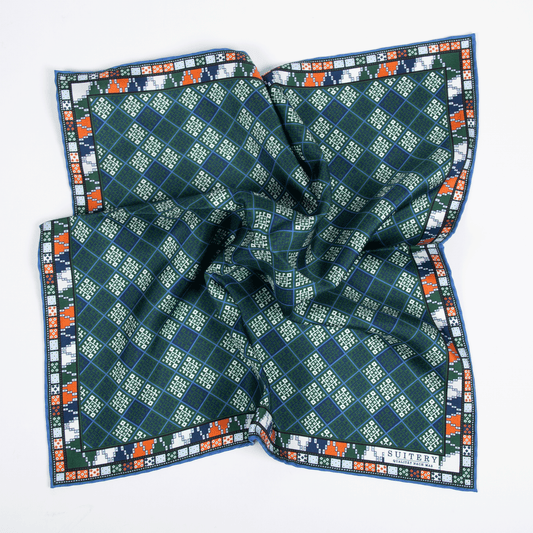 Einstecktuch Seide Mosaik Green Made in England