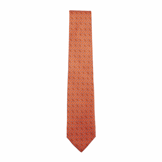 Krawatte Seide Print Chain Made in Italy Orange