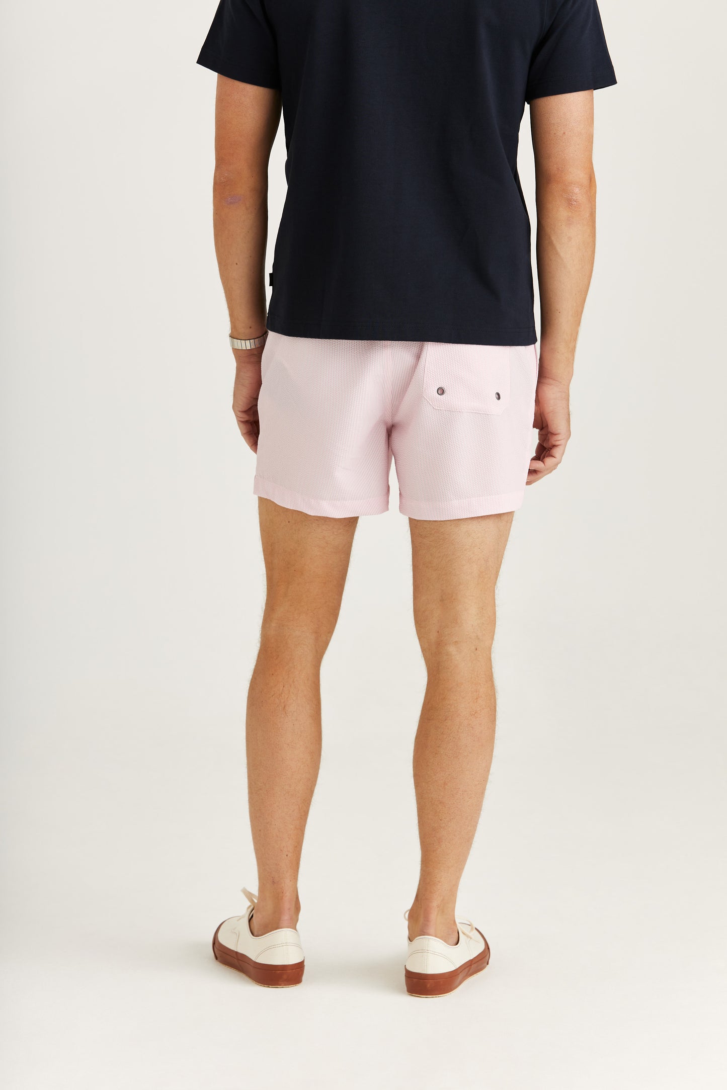Morris Stockholm Badehose Seersucker Rosé gestreift