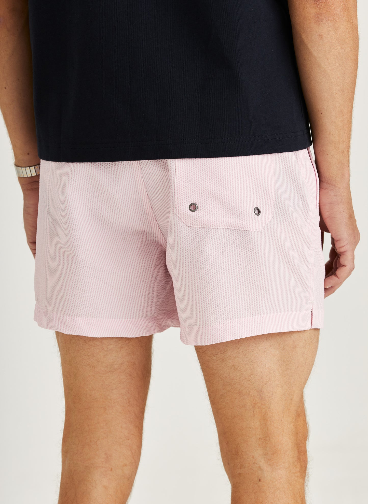 Morris Stockholm Badehose Seersucker Rosé gestreift