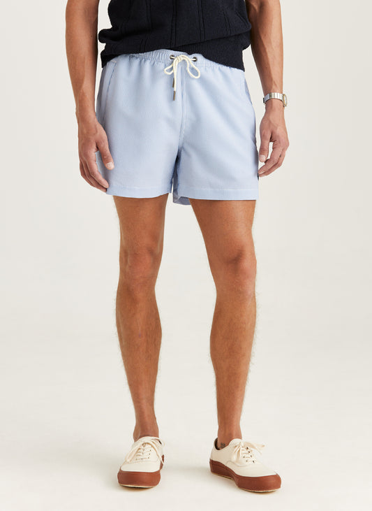 Morris Stockholm Badehose Seersucker Hellblau gestreift