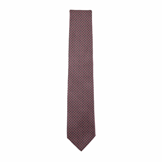 Krawatte Seide Print Chain Made in Italy Bordeaux