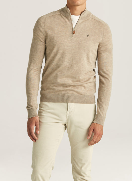 Morris Stockholm Half Zip einfaches Garn Sand