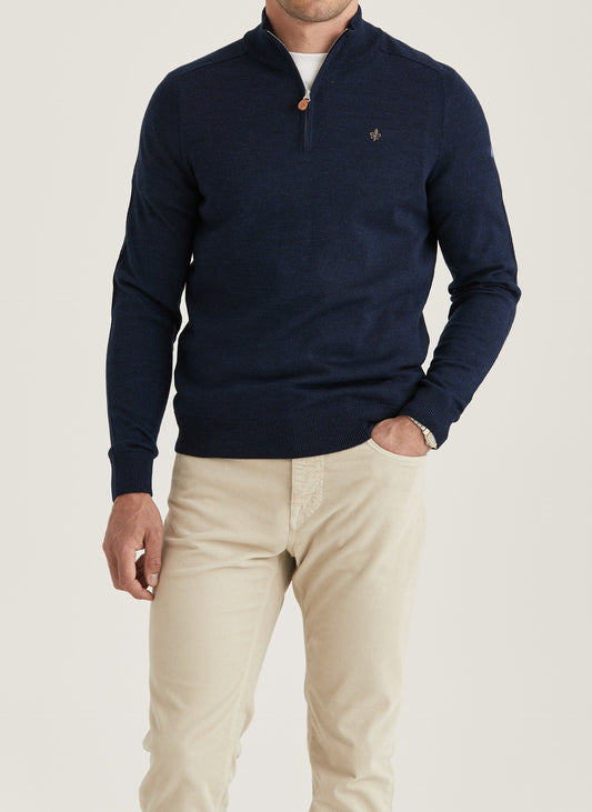 Morris Stockholm Half Zip einfaches Garn Navy
