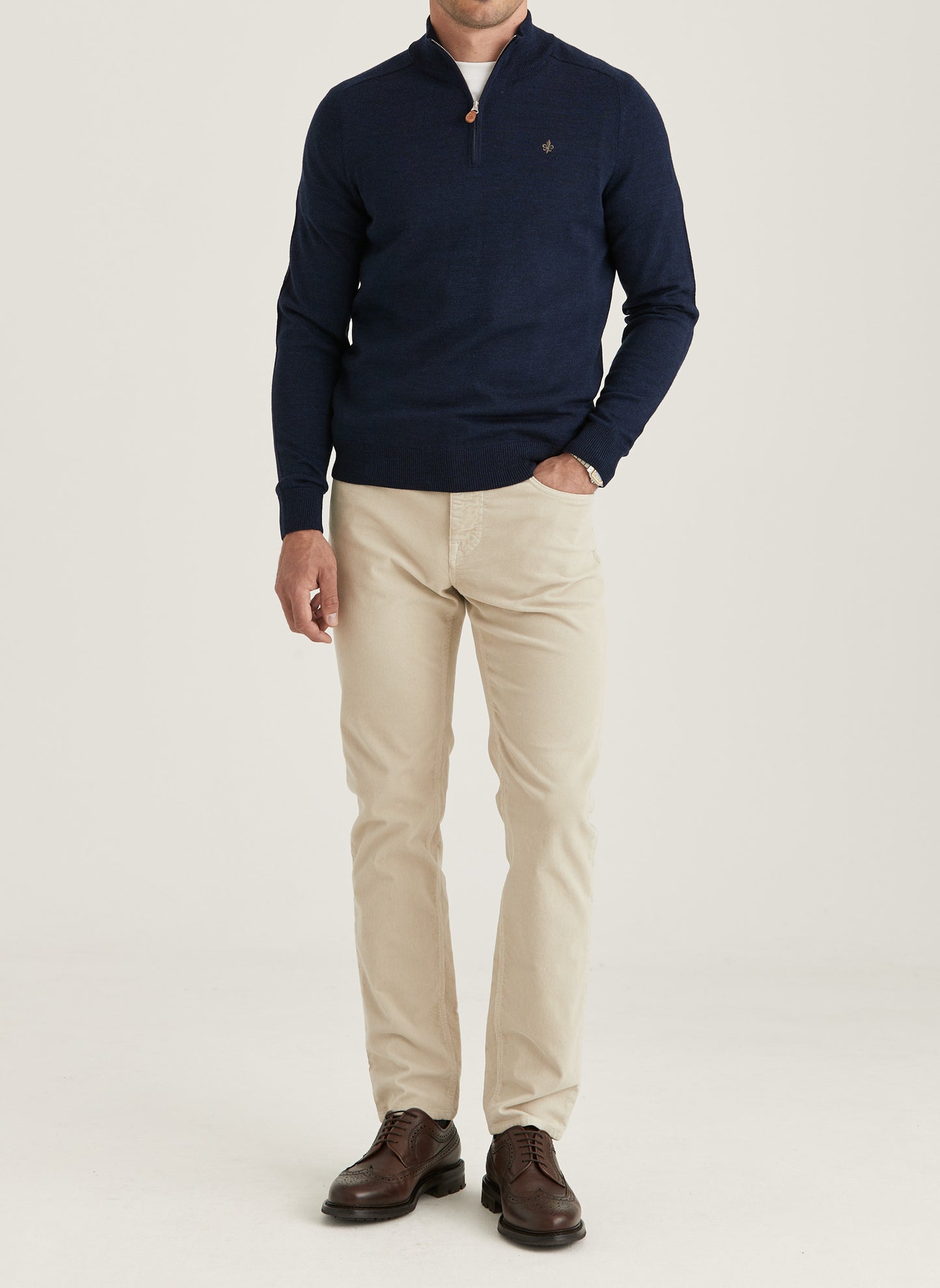 Morris Stockholm Half Zip einfaches Garn Navy