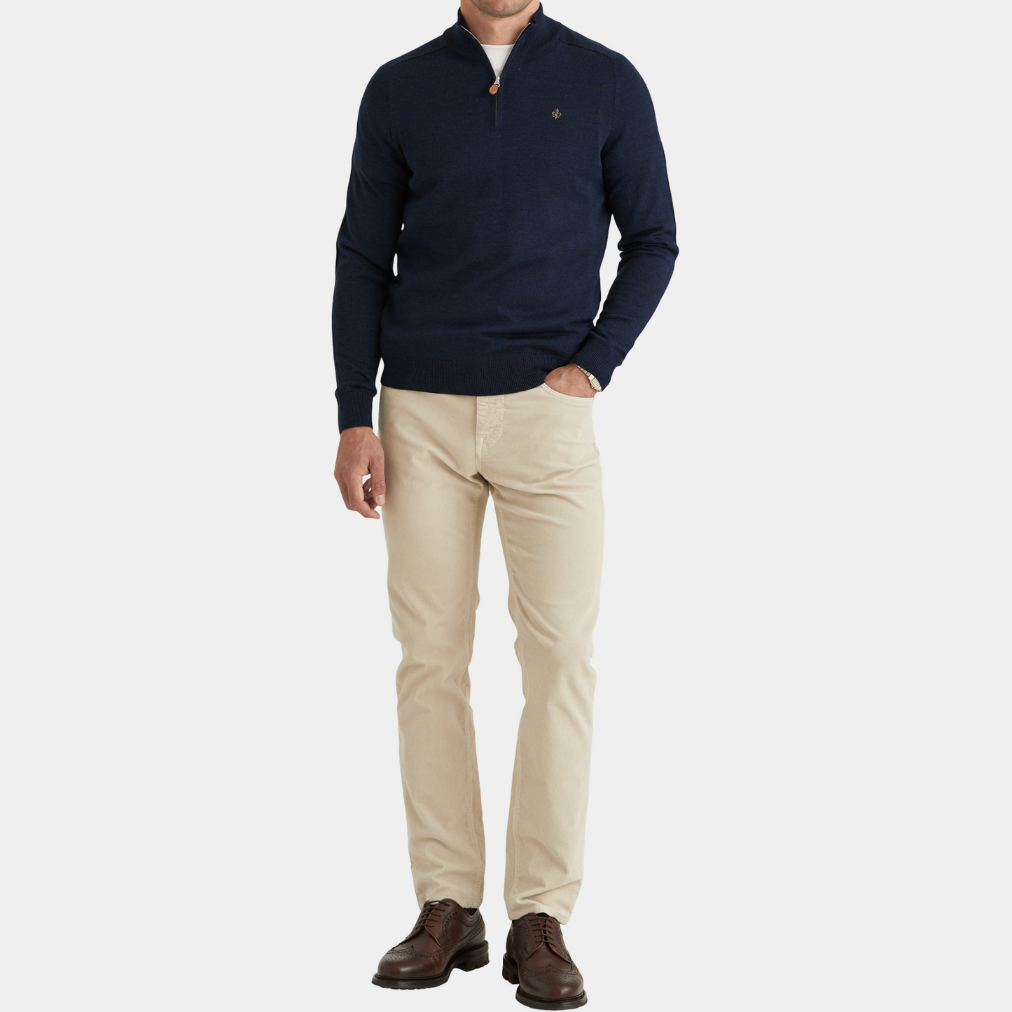Morris Stockholm Half Zip einfaches Garn Navy