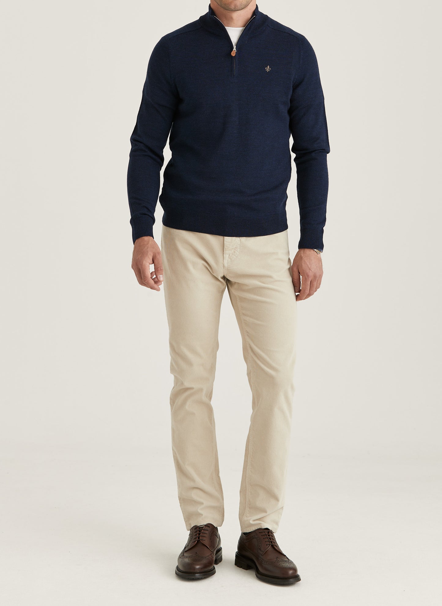Morris Stockholm Half Zip einfaches Garn Navy