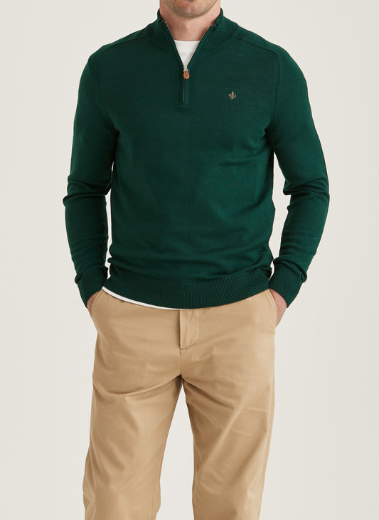 Morris Stockholm Half Zip einfaches Garn Green