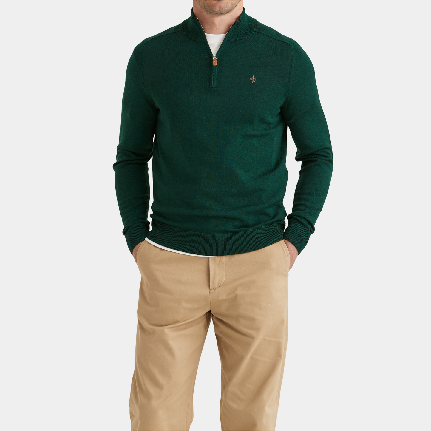 Morris Stockholm Half Zip einfaches Garn Green