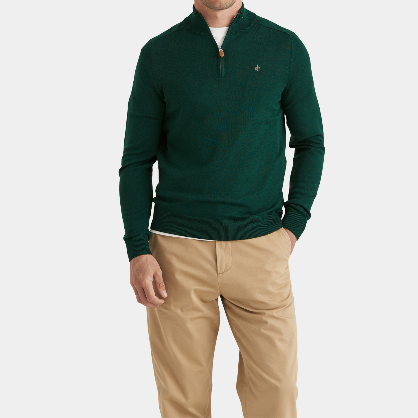 Morris Stockholm Half Zip einfaches Garn Green