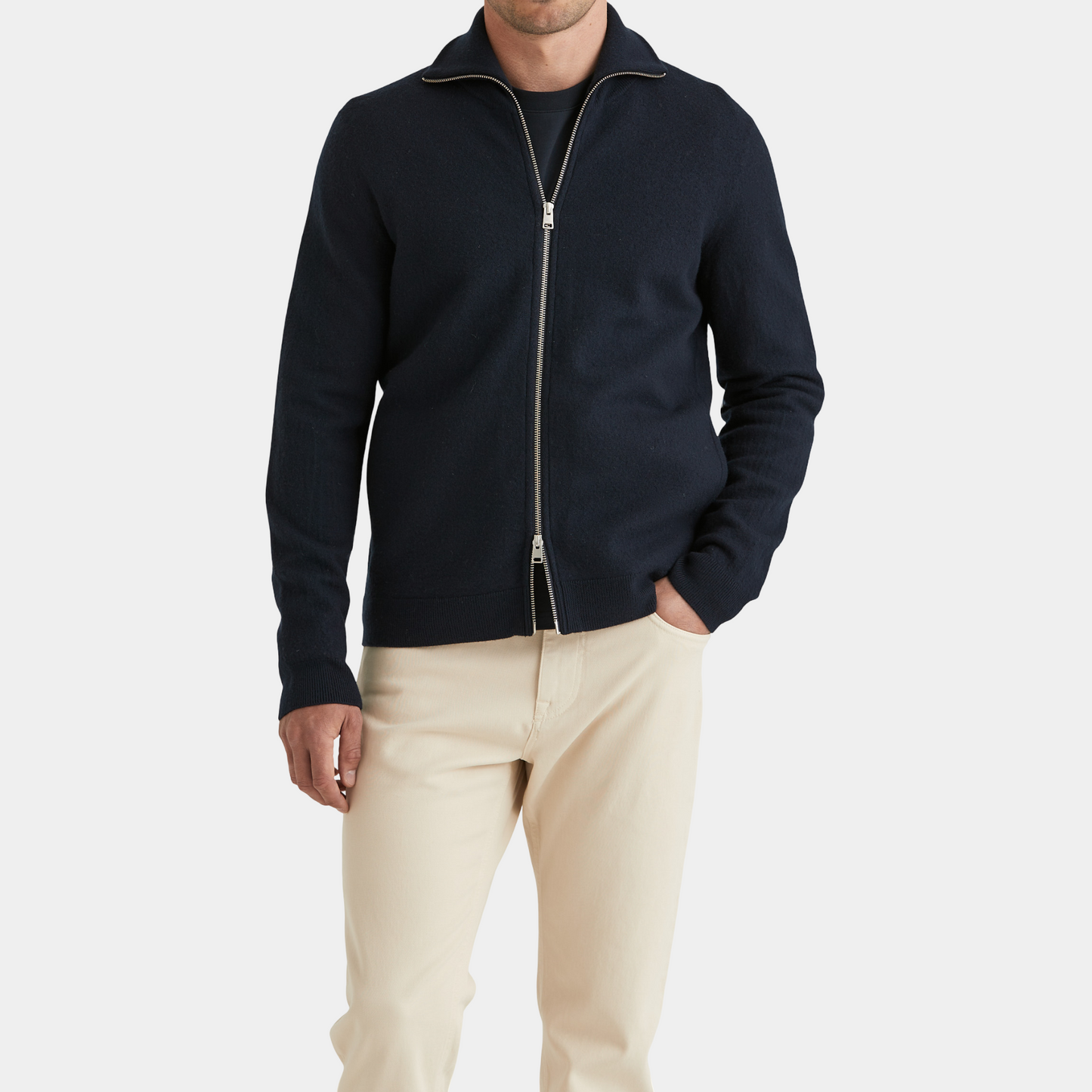 Morris Stockholm York knitted Zip Jacket Navy