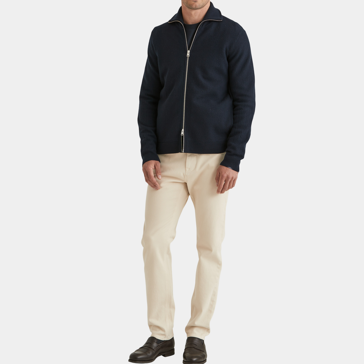 Morris Stockholm York knitted Zip Jacket Navy