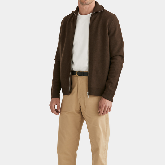 Morris Stockholm York knitted Zip Jacket Brown