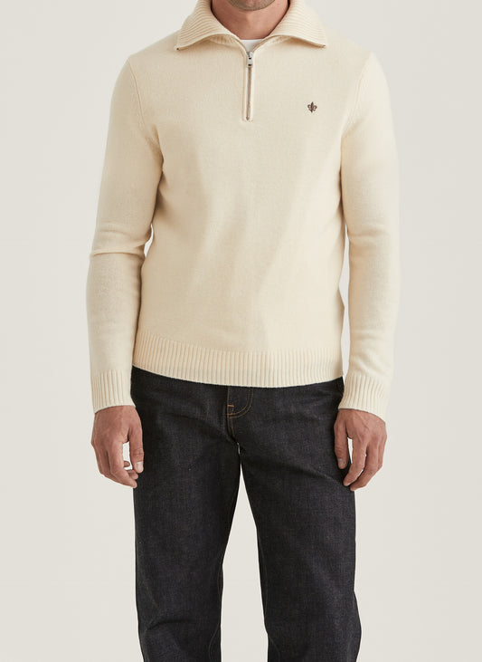 Half Zip doppeltes Garn Hertford Off White