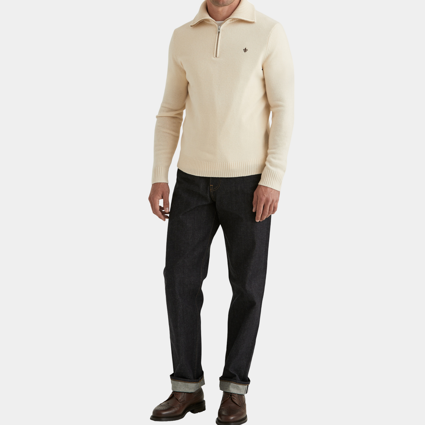 Half Zip doppeltes Garn Hertford Off White