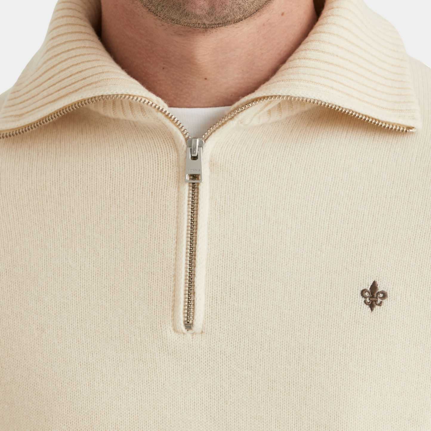 Half Zip doppeltes Garn Hertford Off White