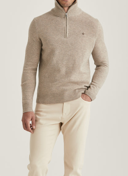 Half Zip doppeltes Garn Hertford Sand
