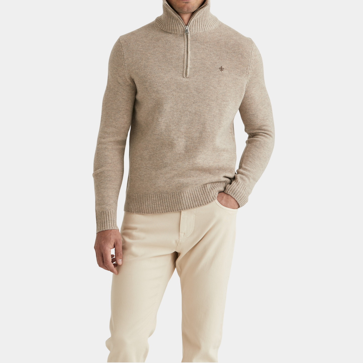 Half Zip doppeltes Garn Hertford Sand