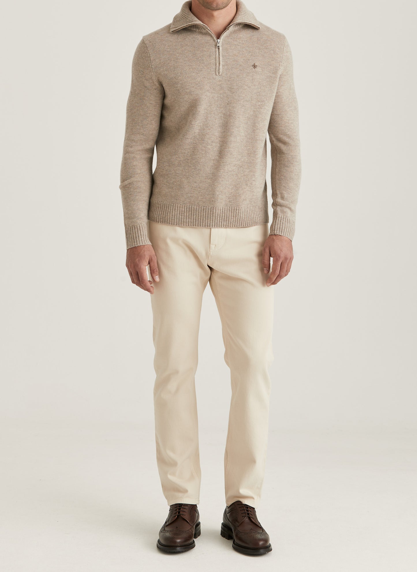 Half Zip doppeltes Garn Hertford Sand