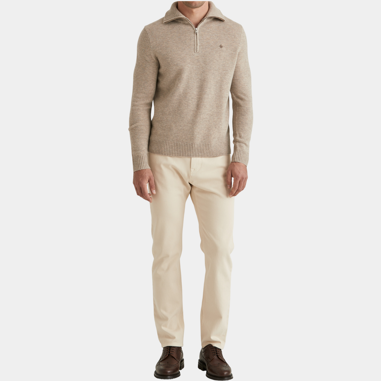 Half Zip doppeltes Garn Hertford Sand