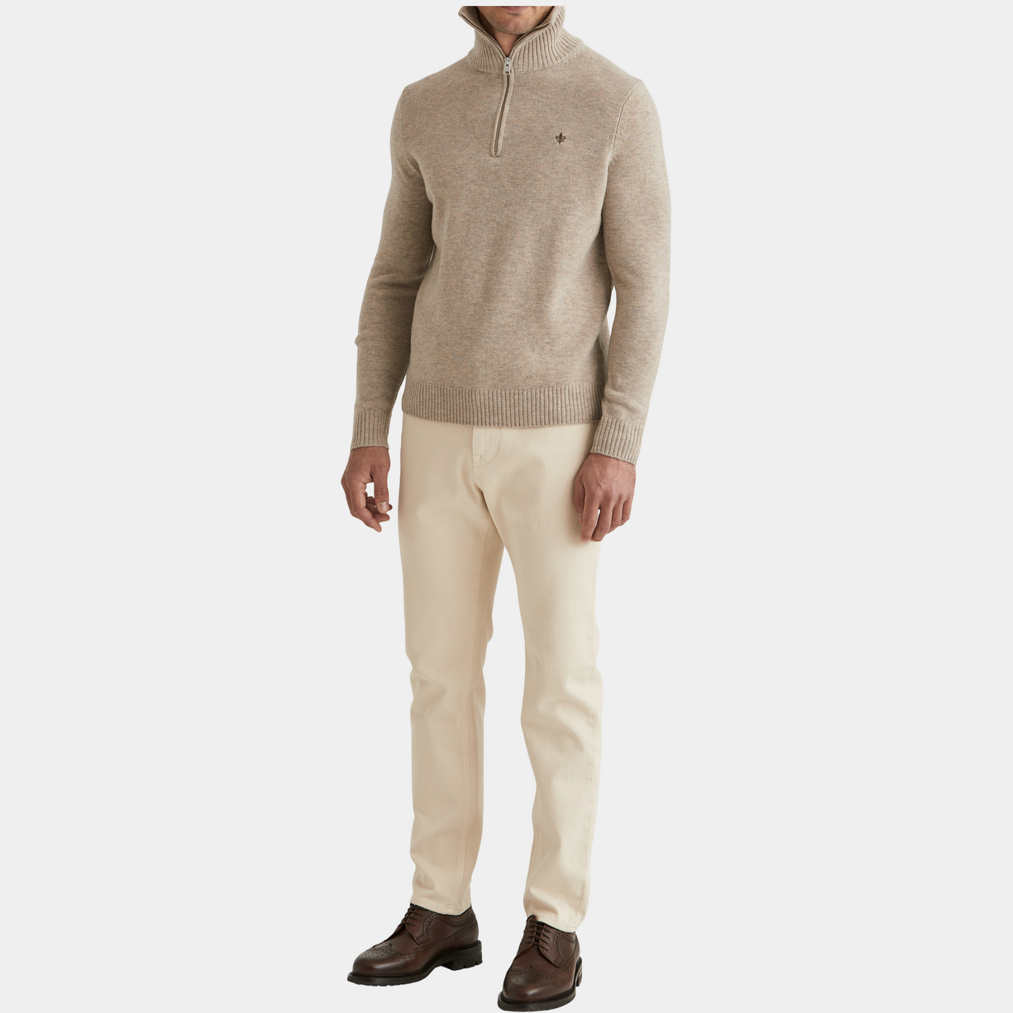 Half Zip doppeltes Garn Hertford Sand