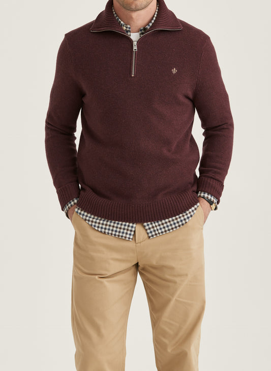 Half Zip doppeltes Garn Hertford Bordeaux
