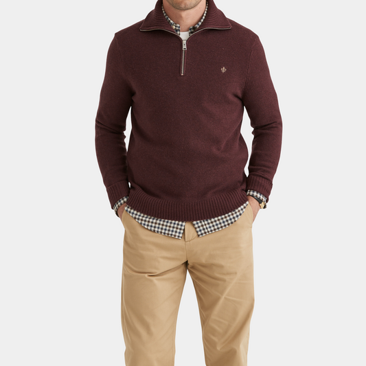 Half Zip doppeltes Garn Hertford Bordeaux