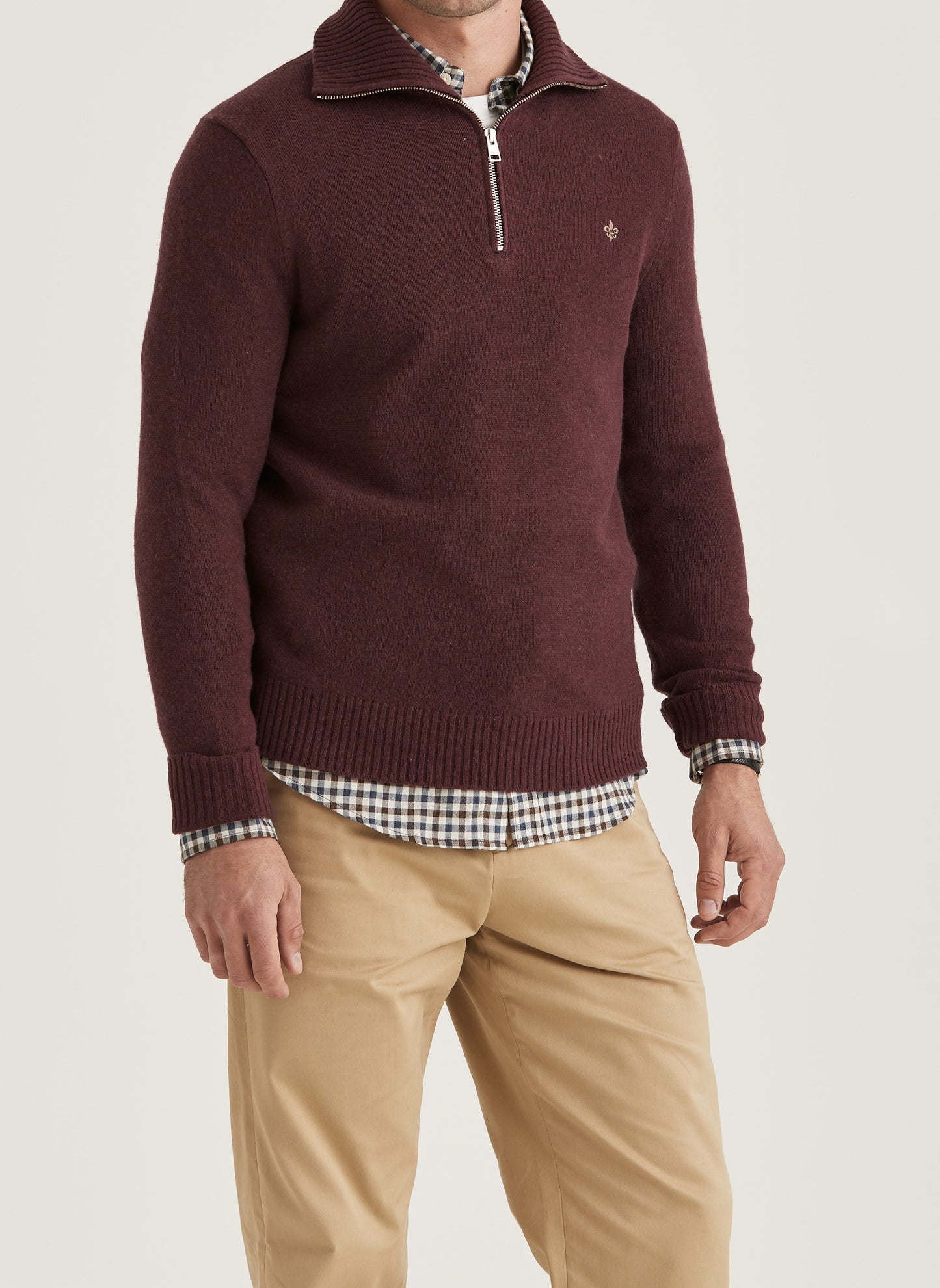 Half Zip doppeltes Garn Hertford Bordeaux