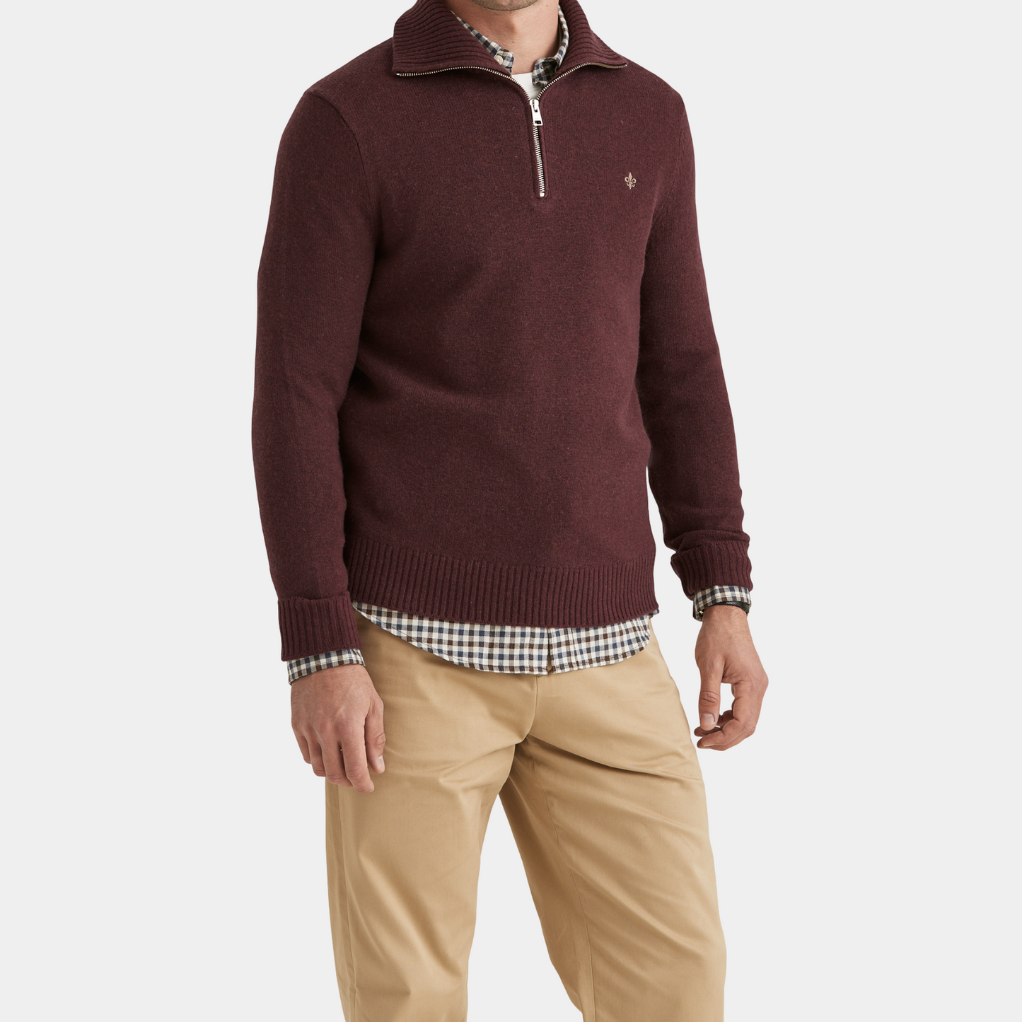 Half Zip doppeltes Garn Hertford Bordeaux